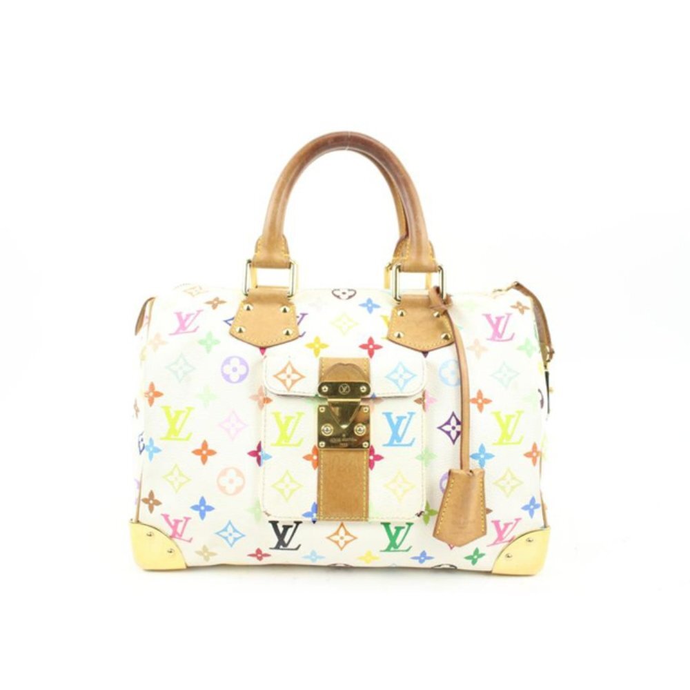 Louis Vuitton Murakami White Multicolor Blanc Speedy 30 98lv215s